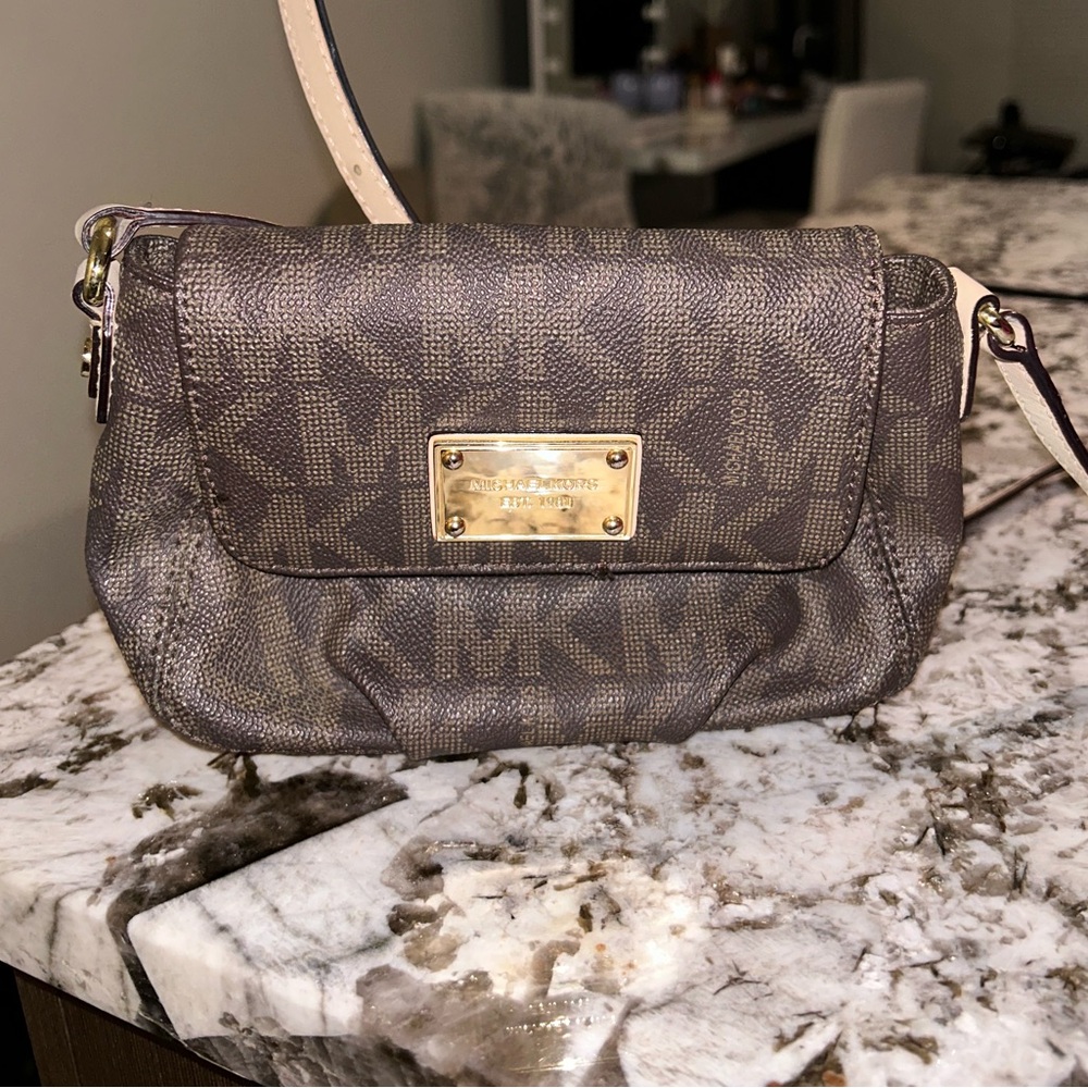 Michael Kors Brown Logo Monogram Crossbody Mini Bag - great condition